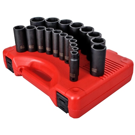 Cool Kitchen 19 Piece .50 in. Drive SAE Deep Impact Socket Set CO995496